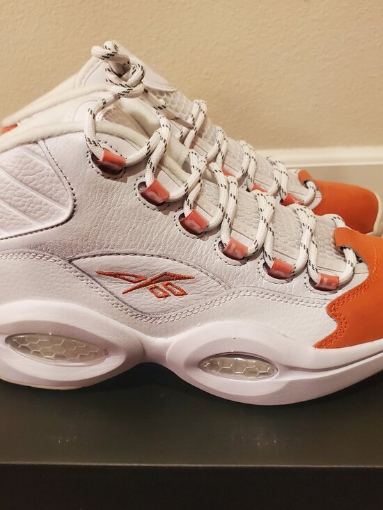 DS NIB Reebok Question Mid Orange Toe 2023 HR1049 mens sz 8 main image 9